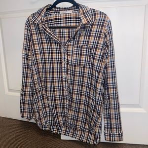 Stateside luxury long sleeve plaid collared shirt